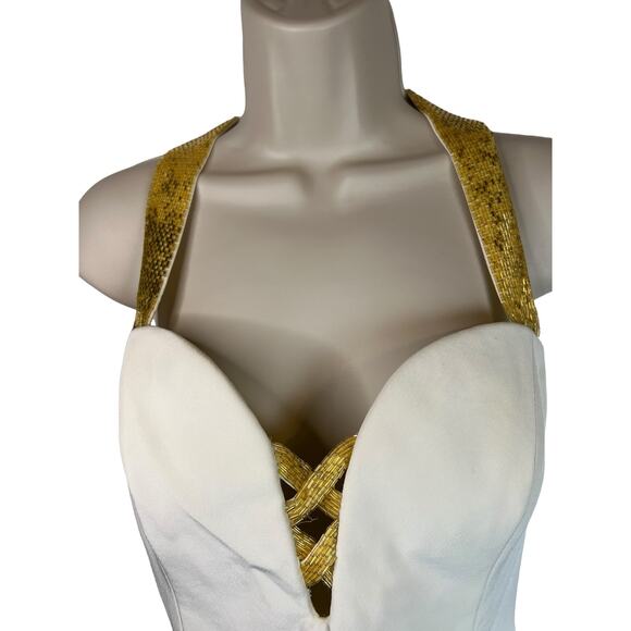 Niteline by Della Roufogali Beaded Halter Dress Vintage Cocktail 8 - Picture 6 of 14